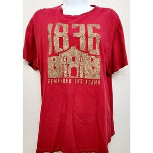 Perrin Red Gold 1835 Remember The Alamo Graphic T Shirt Large Short Sleeves